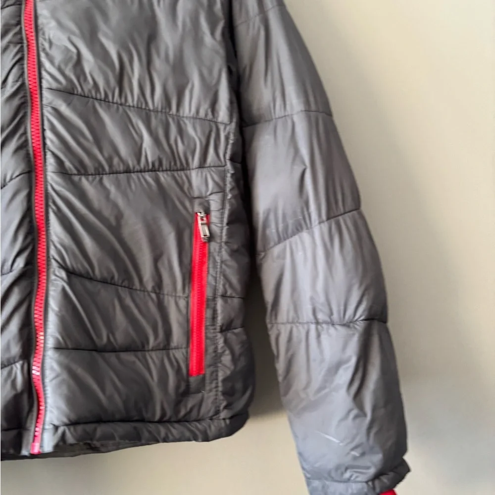 Spyder Men Charcoal and Crimson Puffer Jacket
